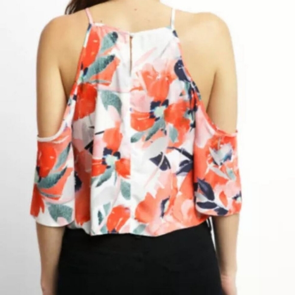 Bishop & Young Ava Floral Short Sleeve Cold Shoulder Top Size S New - Picture 3 of 8